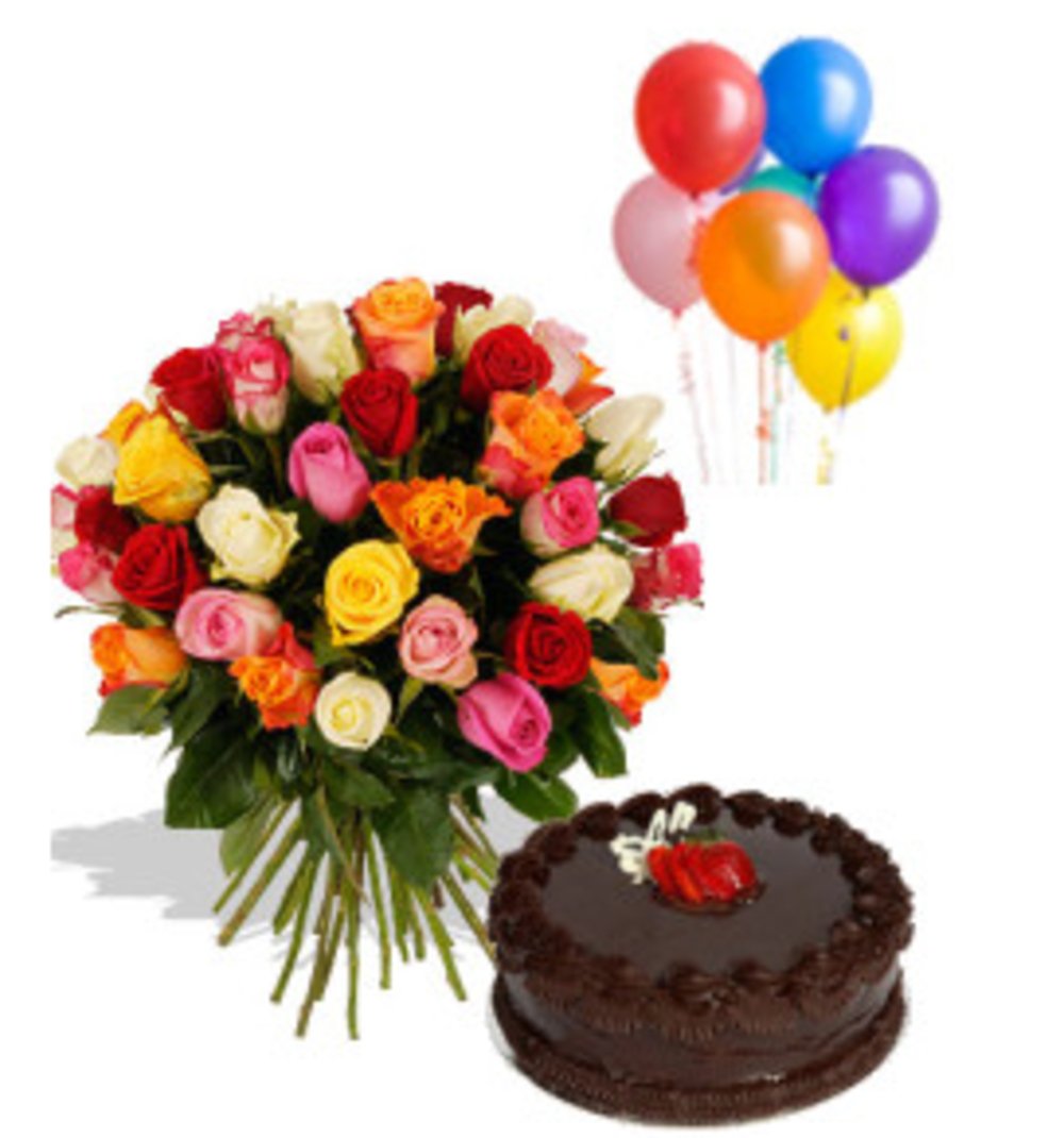 Roses, Cake & Balloons